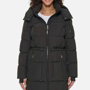 NWT DKNY Longline Puffer Anorak Coat - Size XXL Black